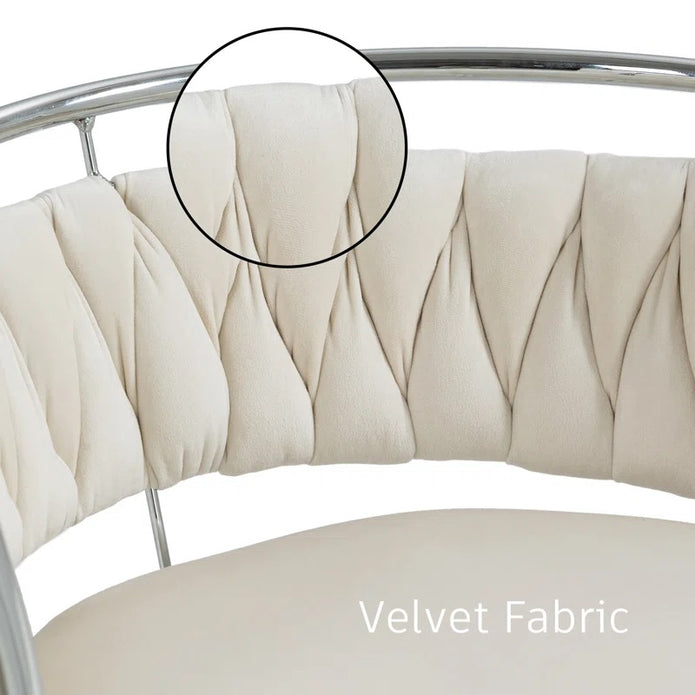 SERENITà Silver Swivel Upholstered Velvet Adjustable Height Counter Stool with Metal Frame White (Set of 2)