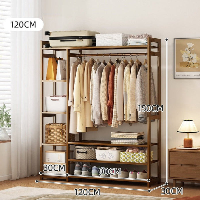 Bamboo Clothes Rack Garment Closet Storage Organizer Hanging Rail Shelf Dress room 120CM