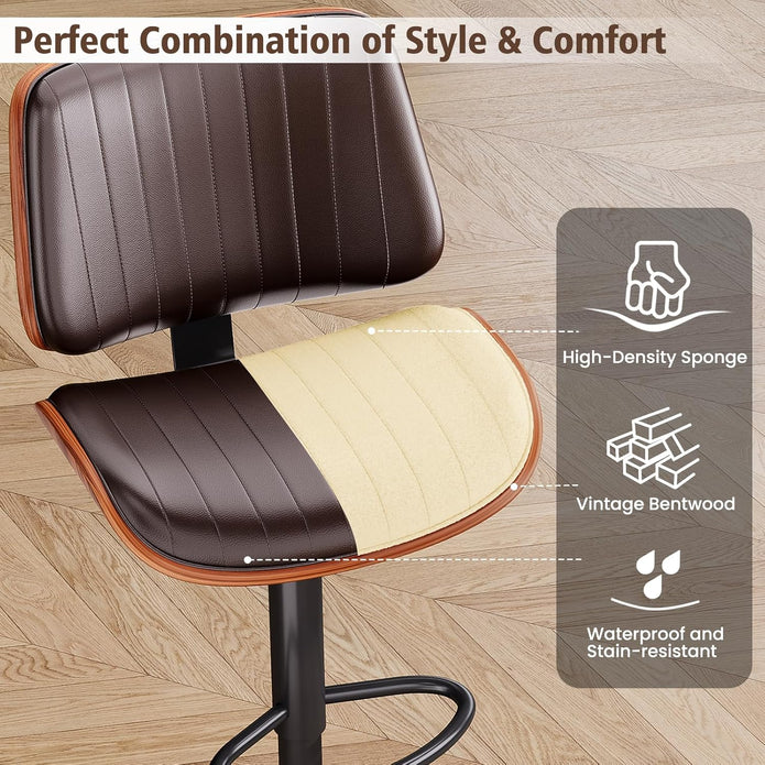 SERENITà European Wooden Modern Bar Stools Bistro Stool with Rotating and Aerodynamic Multi-levelled