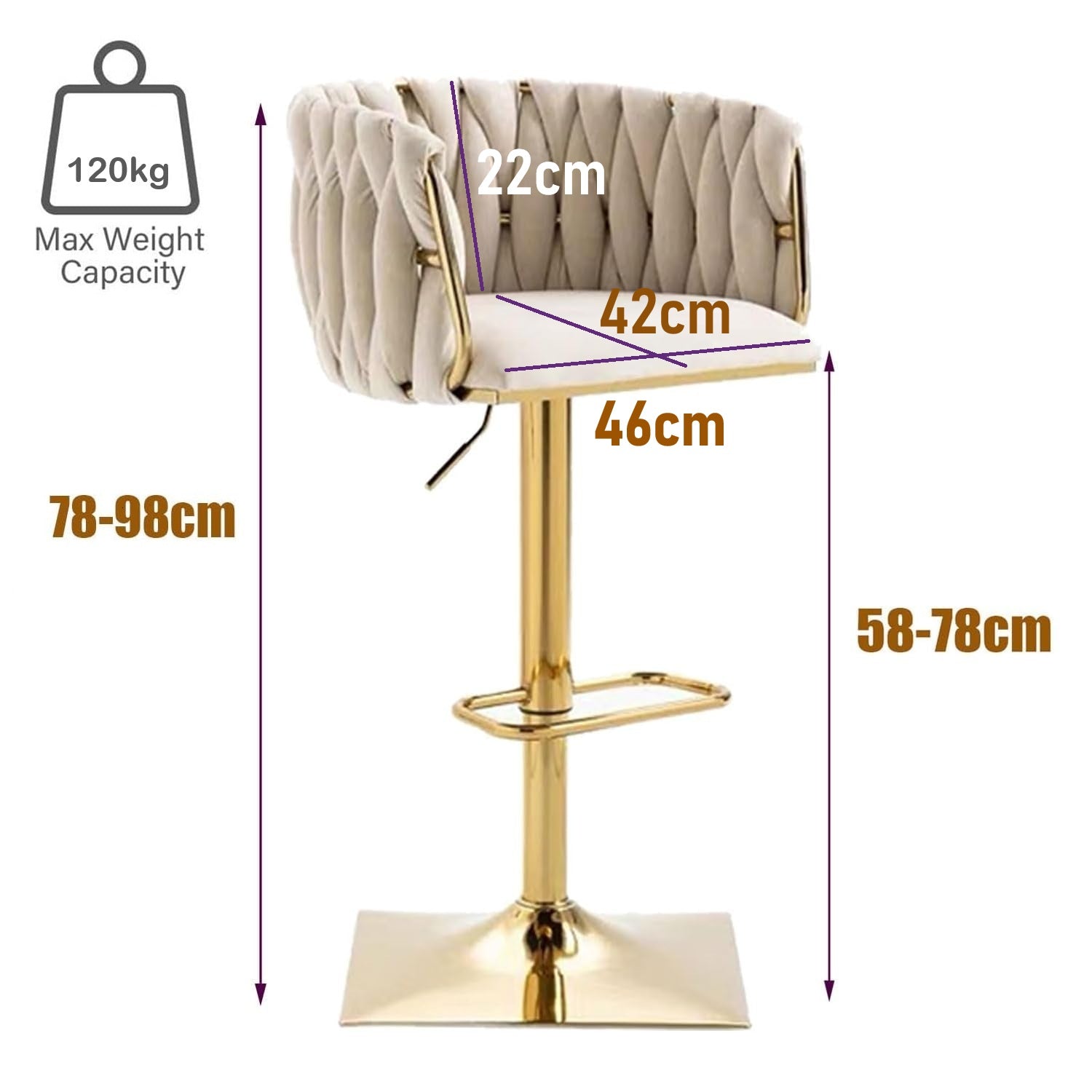 SERENITà Modern Velvet Breakfast Bar Stools Swivel Barstools Adjustable Counter Stools with Backrest Set of 2 iVORY