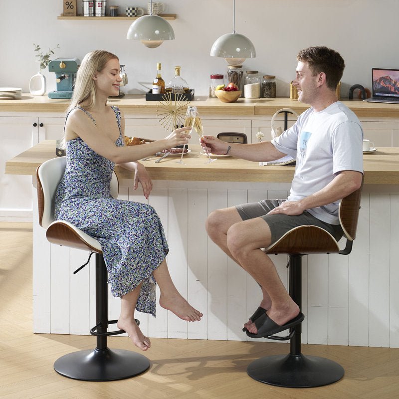 SERENITà European White Modern Bar Stools Swivel Bar Stool Chair Counter Height Barstool with 360 Degree Swivel Seat