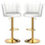 SERENITà Swivel Bar Stools Bar Height Set of 2 Adjustable Upholstered Counter Barstool Velvet Bar Chairs with Back/Gold Base for Kitchen Island/Bar/Cafe-White