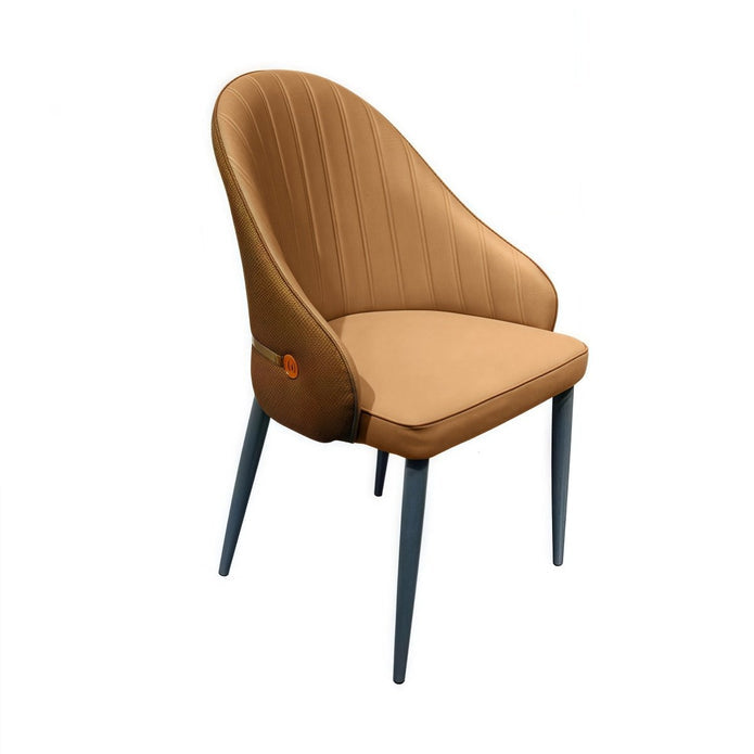 VELLUTO Dining Chairs Set Armchairs Mid Century Modern Kitchen Dining Room Chairs Faux Leather Accent Chairs Metal Vanity Lounge Chair with Back for Living Room Bedrooms  Set of 2