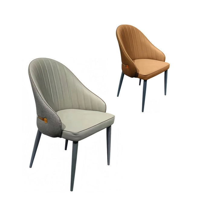 VELLUTO Dining Chairs Set Armchairs Mid Century Modern Kitchen Dining Room Chairs Faux Leather Accent Chairs Metal Vanity Lounge Chair with Back for Living Room Bedrooms  Set of 2