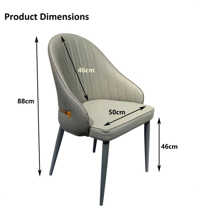 VELLUTO Dining Chairs Set Armchairs Mid Century Modern Kitchen Dining Room Chairs Faux Leather Accent Chairs Metal Vanity Lounge Chair with Back for Living Room Bedrooms  Set of 2