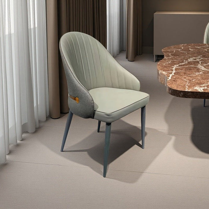 VELLUTO Dining Chairs Set Armchairs Mid Century Modern Kitchen Dining Room Chairs Faux Leather Accent Chairs Metal Vanity Lounge Chair with Back for Living Room Bedrooms  Set of 2