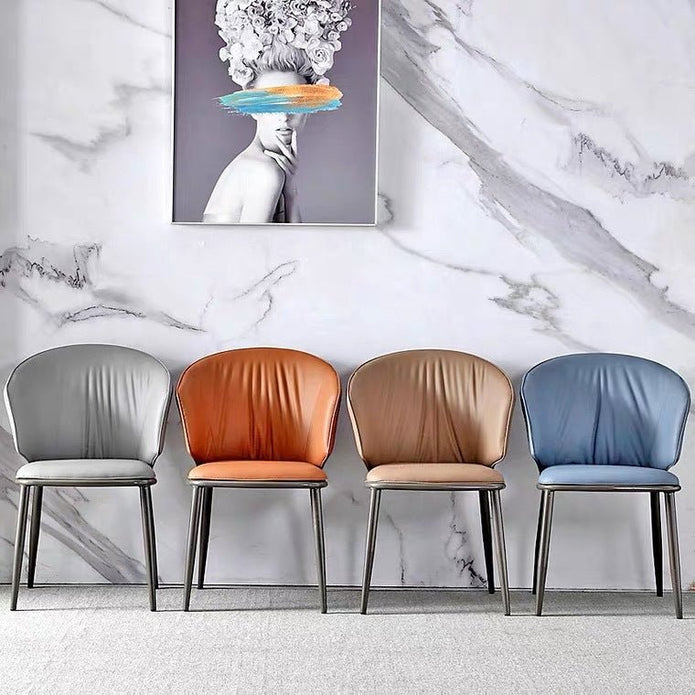 VELLUTO Modern Armless Upholstered Side Chair with Metal Legs for Kitchen & Dining Set of 2