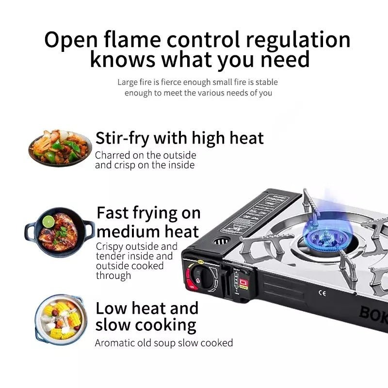 2 Burner Butane Countertop Stove, Portable Adjustable Burners with Carry Case, Portable Camping Stove with Baking Tray