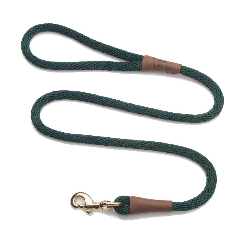 Mendota Clip Leash Small - lengths 3/8in x 4ft(10mm x1.2m) Made in the USA - Hunter Green