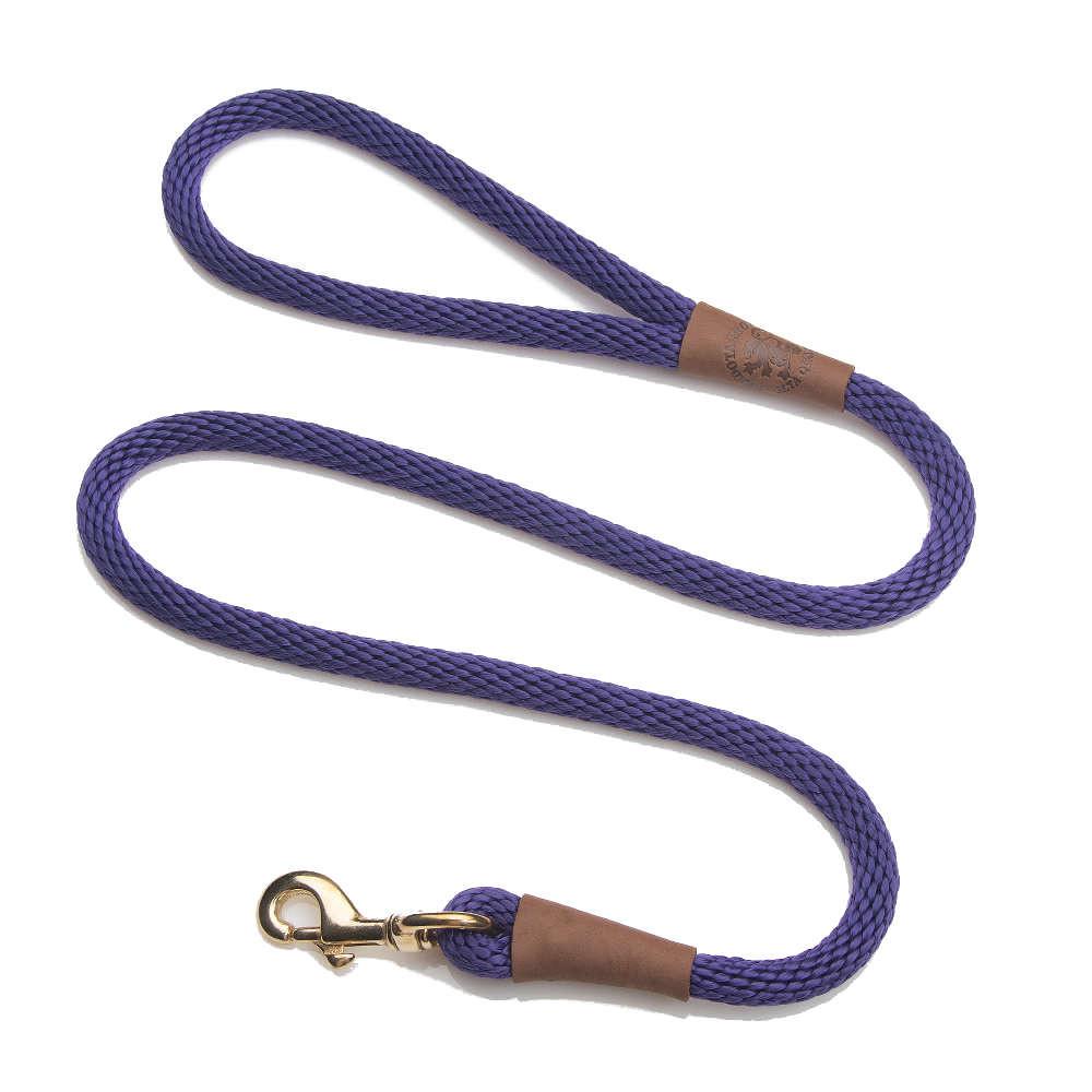 Mendota Clip Leash Small - lengths 3/8in x 4ft(10mm x1.2m) Made in the USA - Purple