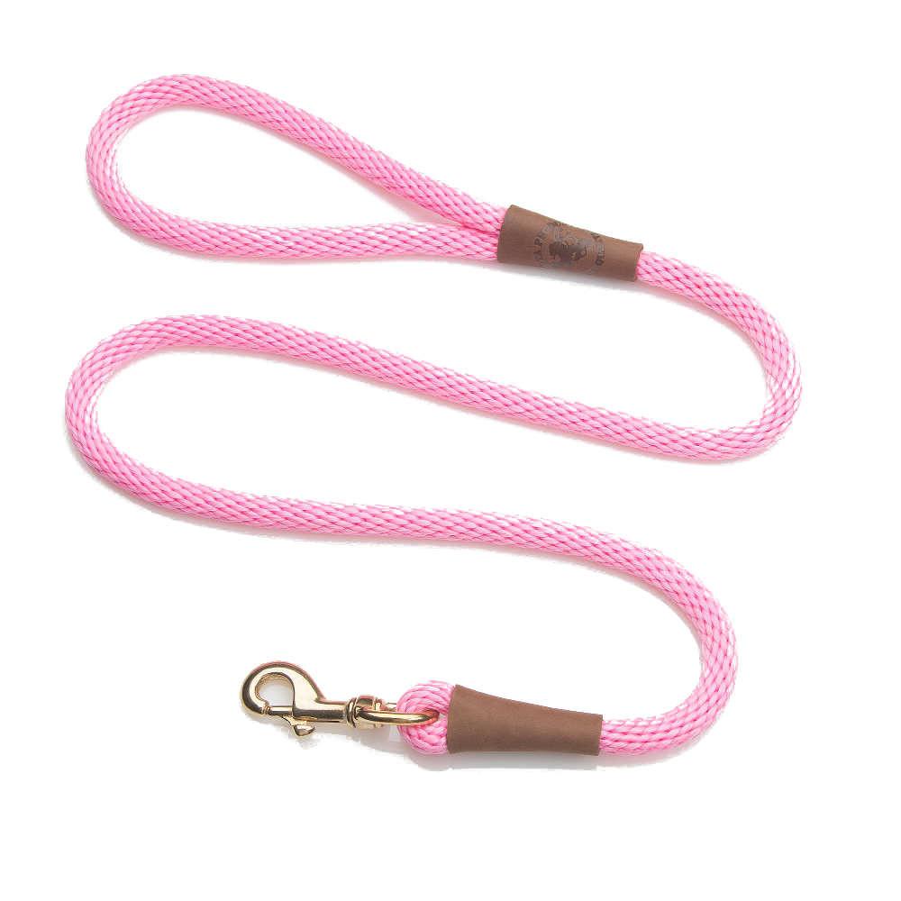 Mendota Clip Leash Small - lengths 3/8in x 4ft(10mm x1.2m) Made in the USA - Hot Pink