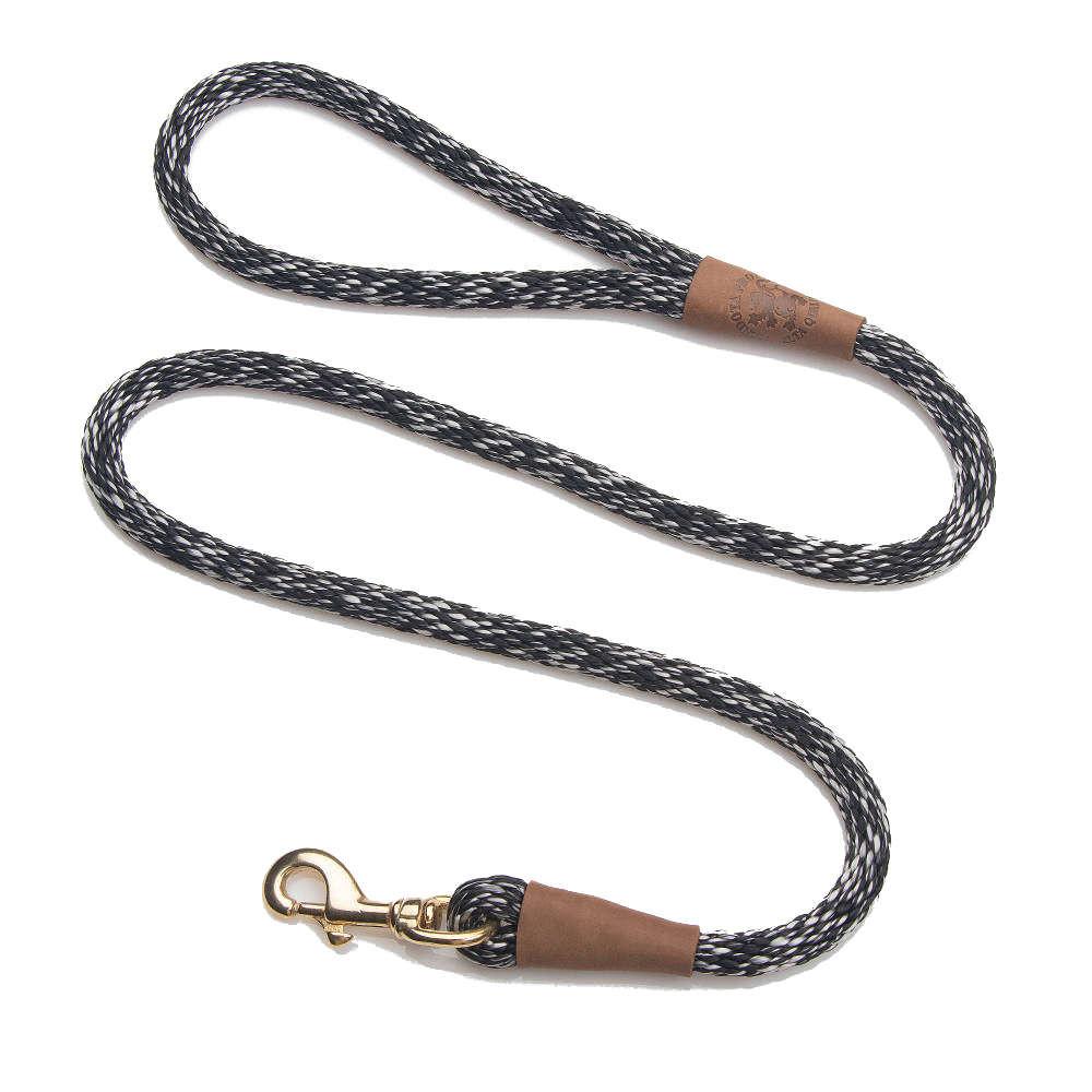 Mendota Clip Leash Small - lengths 3/8in x 4ft(10mm x1.2m) Made in the USA - Salt and Pepper