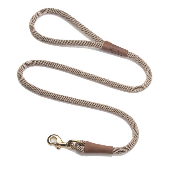 Mendota Clip Leash Small - lengths 3/8in x 4ft(10mm x1.2m) Made in the USA - Tan