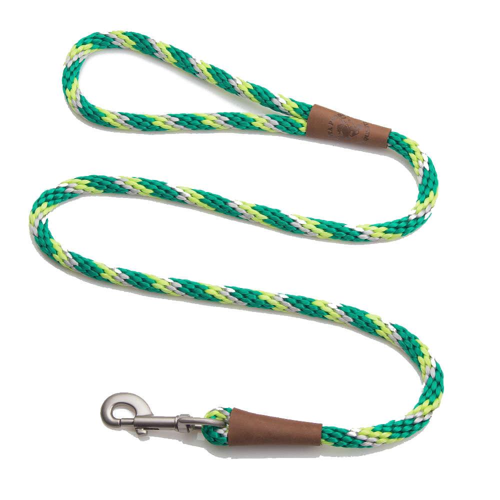 Mendota Clip Leash Small - lengths 3/8in x 4ft(10mm x1.2m) Made in the USA - Tricolour Ivy