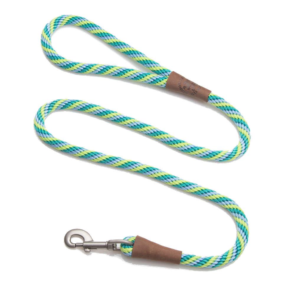 Mendota Clip Leash Small - lengths 3/8in x 4ft(10mm x1.2m) Made in the USA - Twist - Seafoam