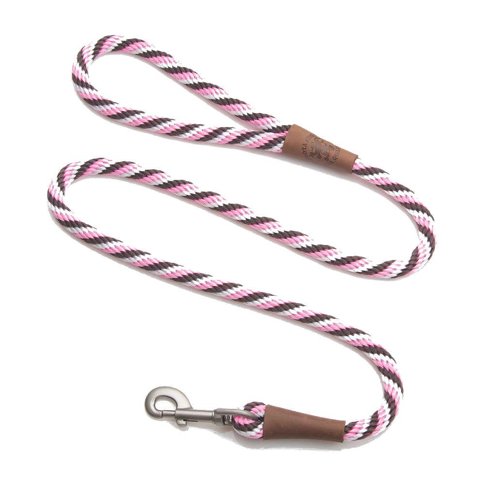 Mendota Clip Leash Small - lengths 3/8in x 4ft(10mm x1.2m) Made in the USA - Twist - Pink Chocolate