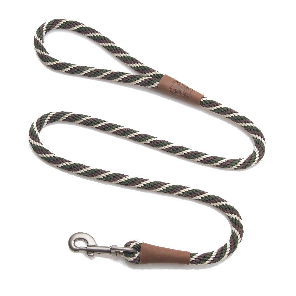 Mendota Clip Leash Small - lengths 3/8in x 4ft(10mm x1.2m) Made in the USA - Twist - Woodlands