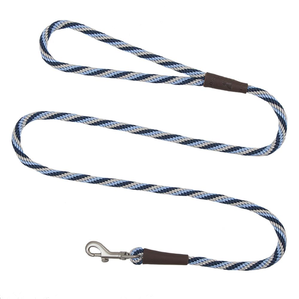Mendota Clip Leash Small - lengths 3/8in x 4ft(10mm x1.2m) Made in the USA - Twist Arctic Blue