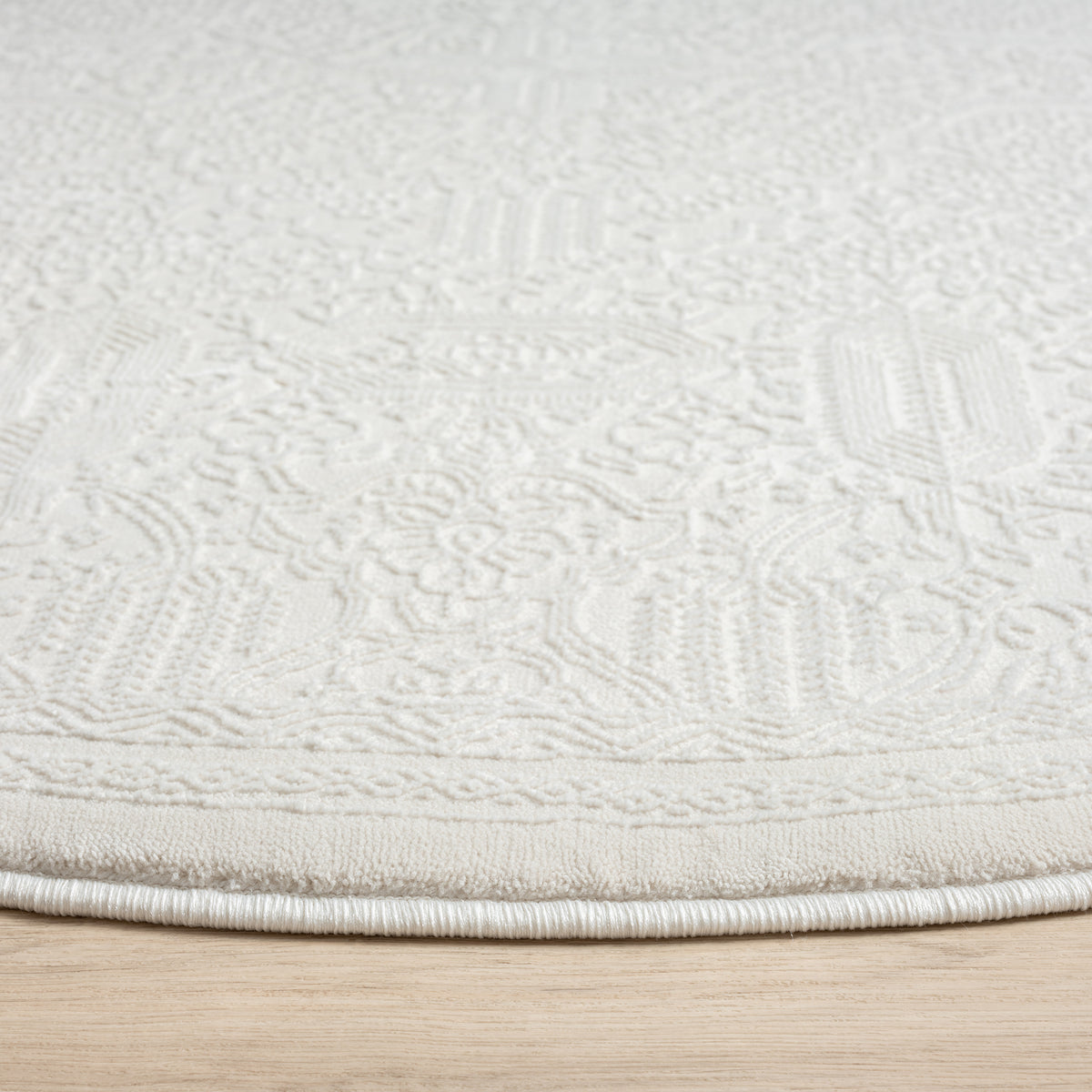 Grande Jacquard Rug - Ivory - 200x200