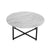 White Marble Effect Round Coffee Table with Black Legs