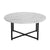 White Marble Effect Round Coffee Table with Black Legs