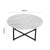 White Marble Effect Round Coffee Table with Black Legs
