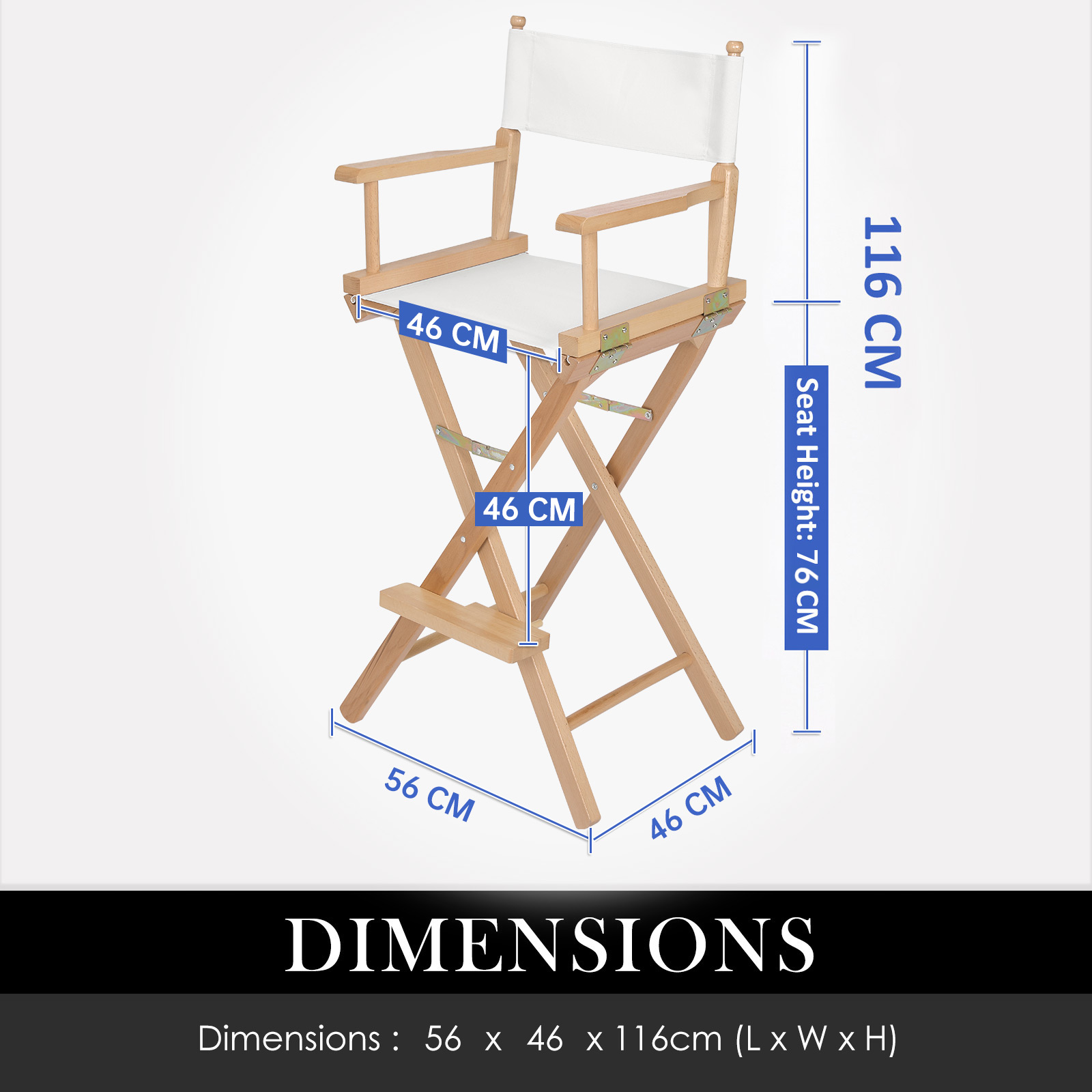 2X Director Movie Folding Tall Chair 76cm Beech WOOD HUMOR