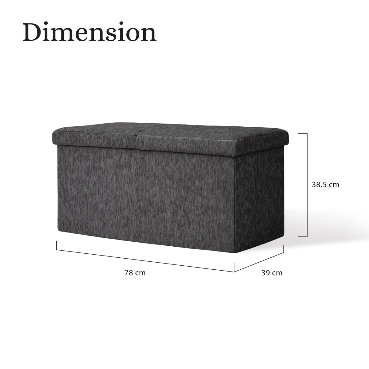 Foldable Storage Ottoman - Flip Lid Side Table Toy Blanket Organiser Seat KIRA BLACK