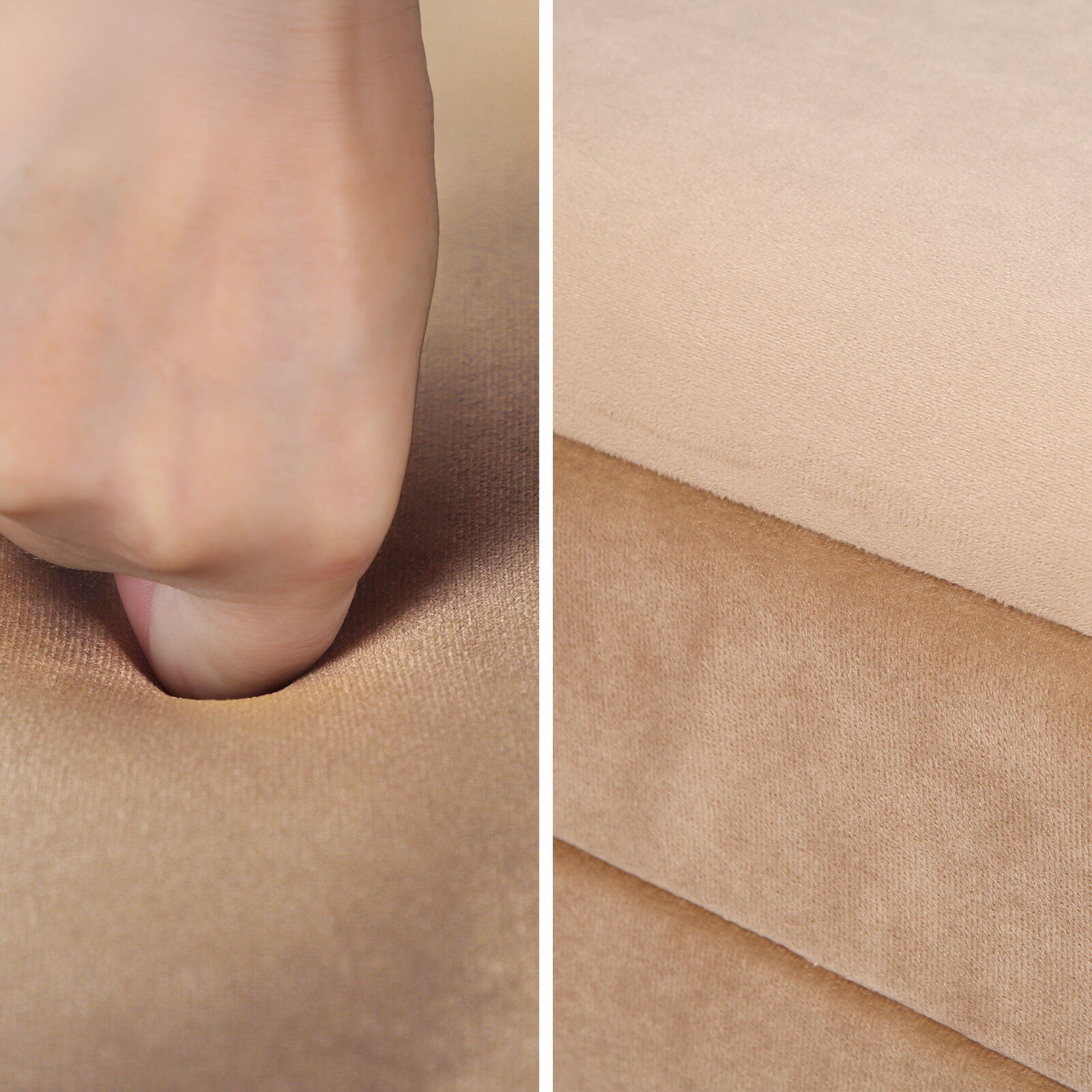 La Bella Coffee Table Storage Ottoman - Velvet Blanket Box Bench REMI - CAMEL BEIGE