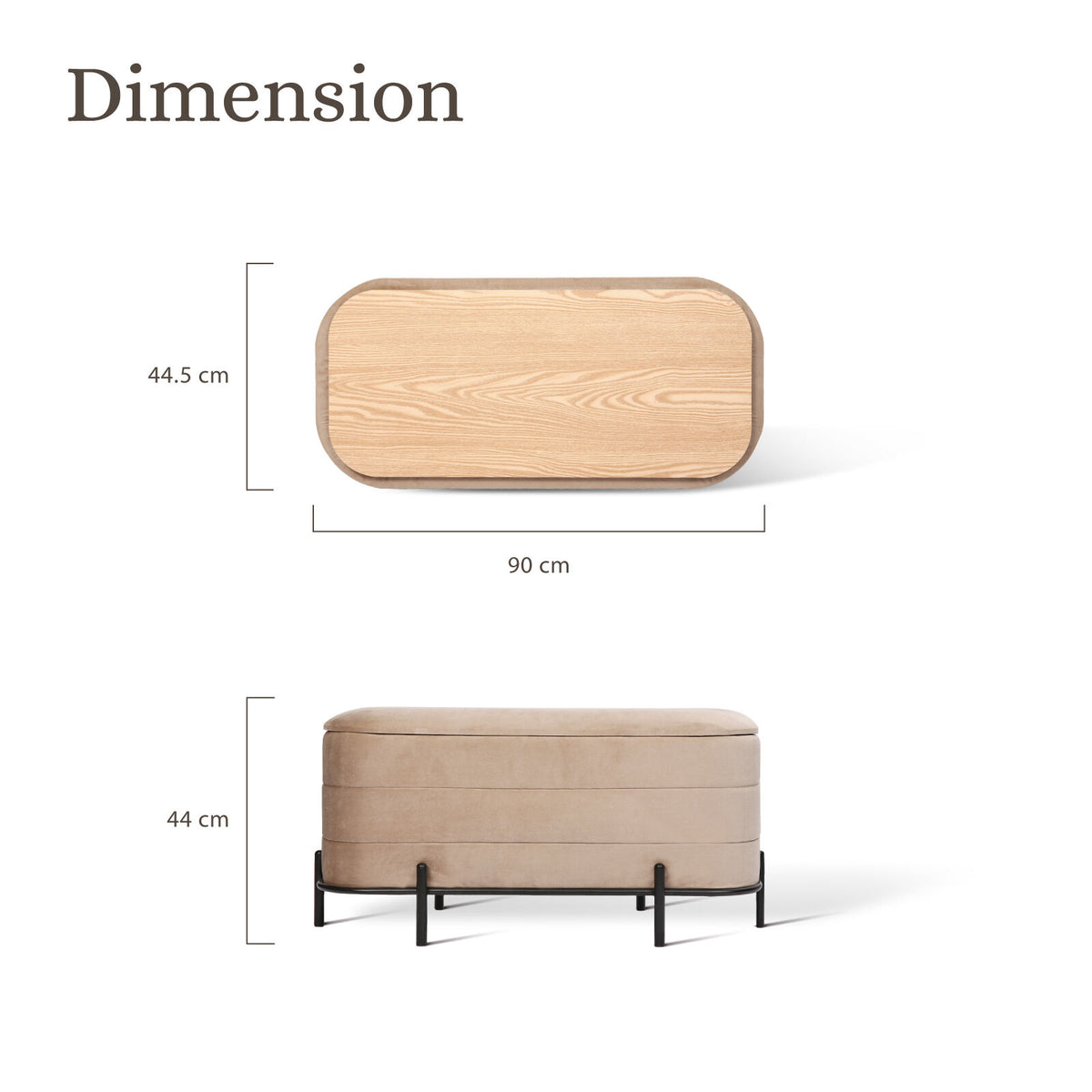 La Bella Coffee Table Storage Ottoman - Velvet Blanket Box Bench REMI - CAMEL BEIGE