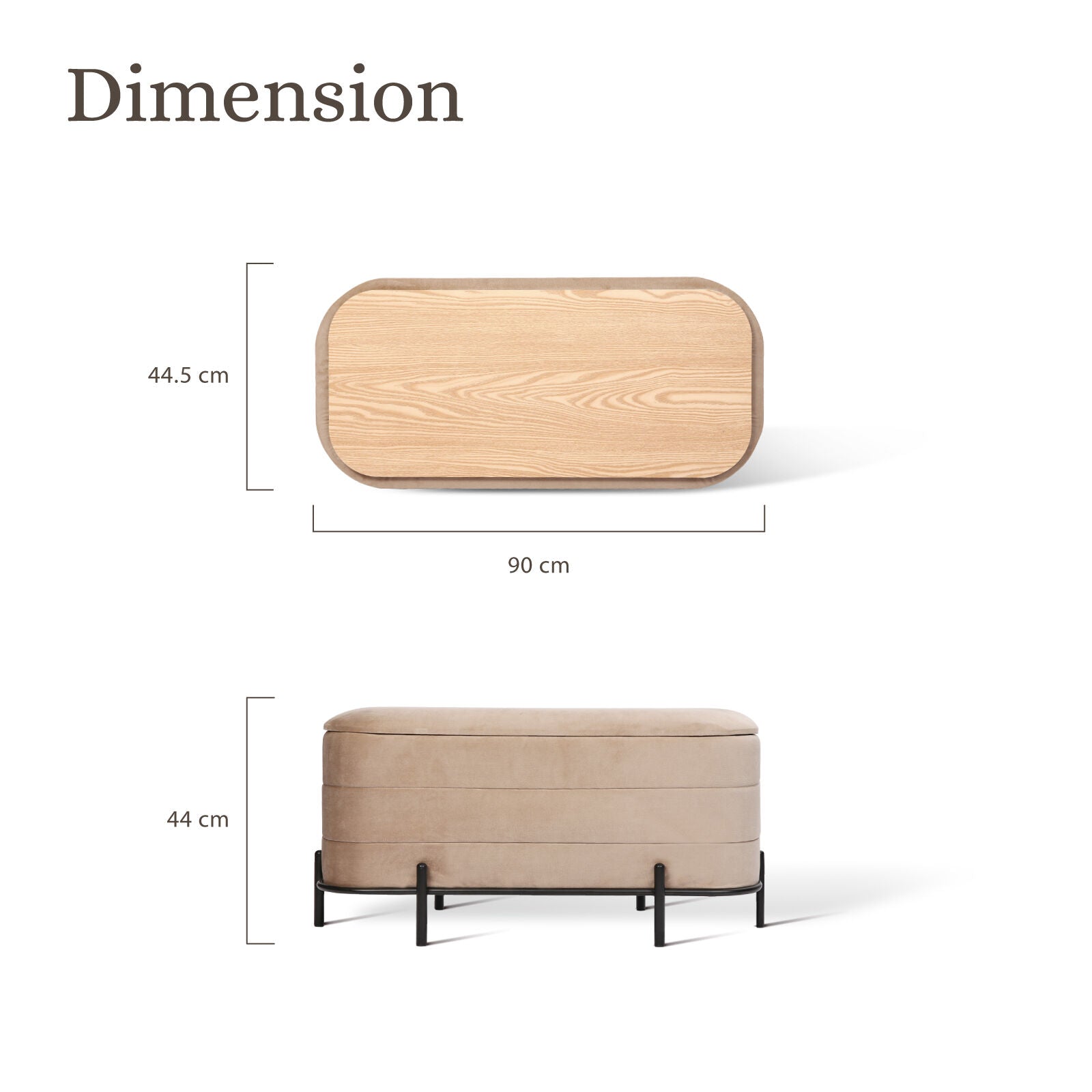 La Bella Coffee Table Storage Ottoman - Velvet Blanket Box Bench REMI - CAMEL BEIGE