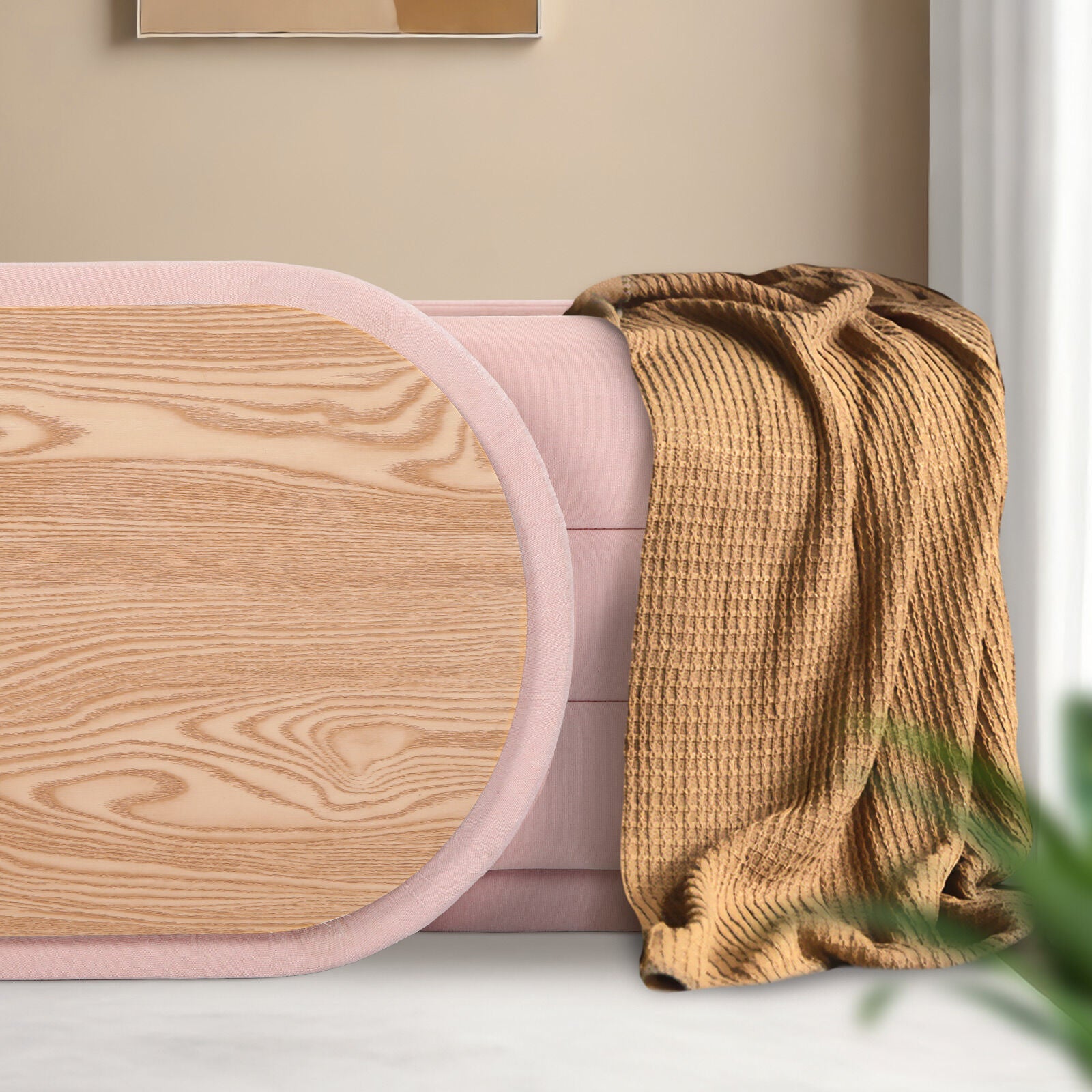 Coffee Table Storage Ottoman - Chenille Fabic Padded Blanket Box Bench CELIA - PINK
