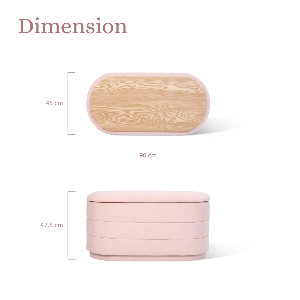 Coffee Table Storage Ottoman - Chenille Fabic Padded Blanket Box Bench CELIA - PINK