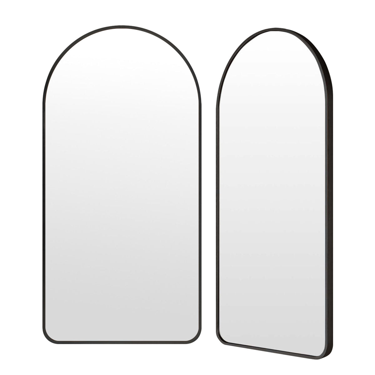 2 Set Wall Arch Mirror Arc Aluminum Frame Bathroom 50x100cm BLACK
