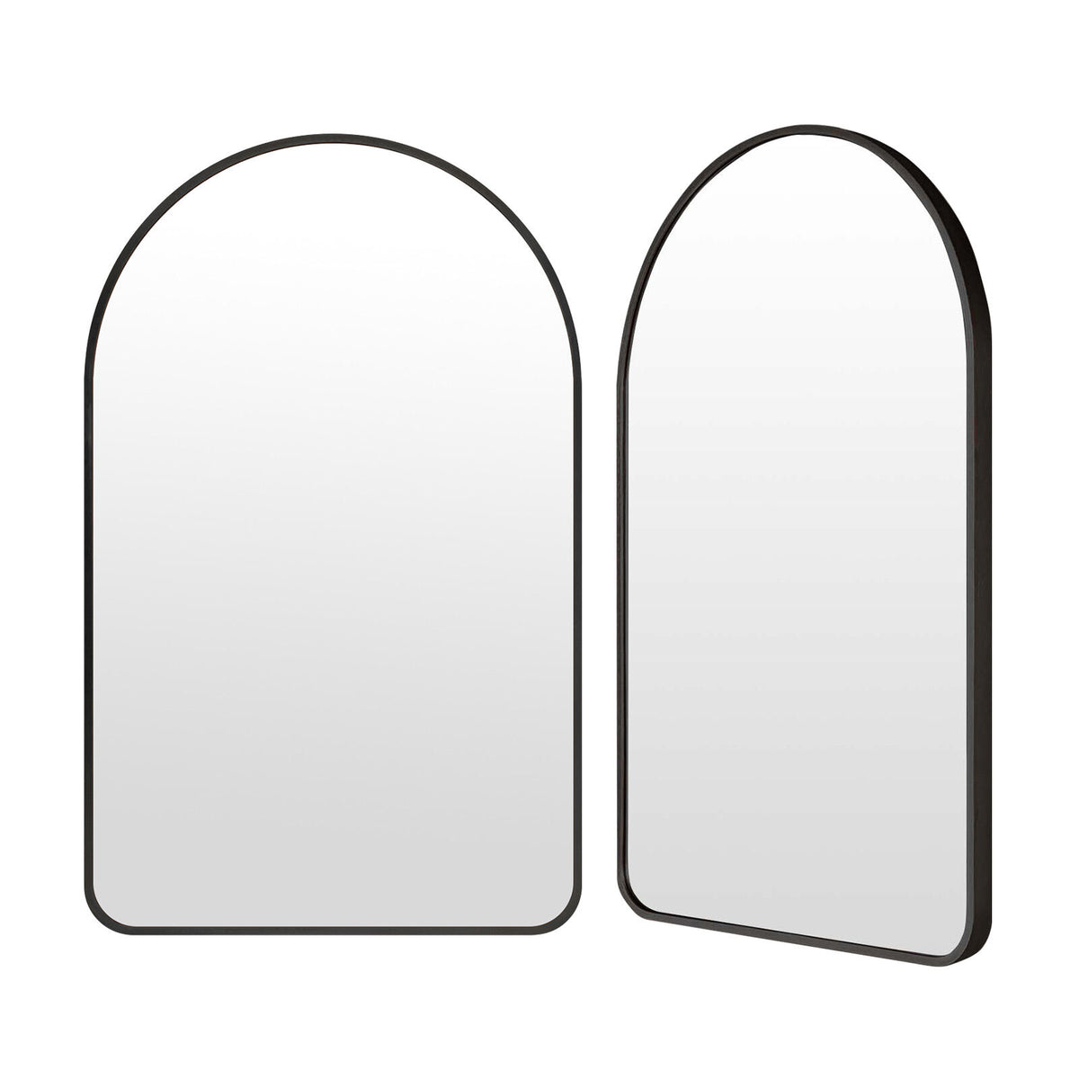 2 Set Wall Arch Mirror Arc Aluminum Frame Bathroom 50x80cm BLACK