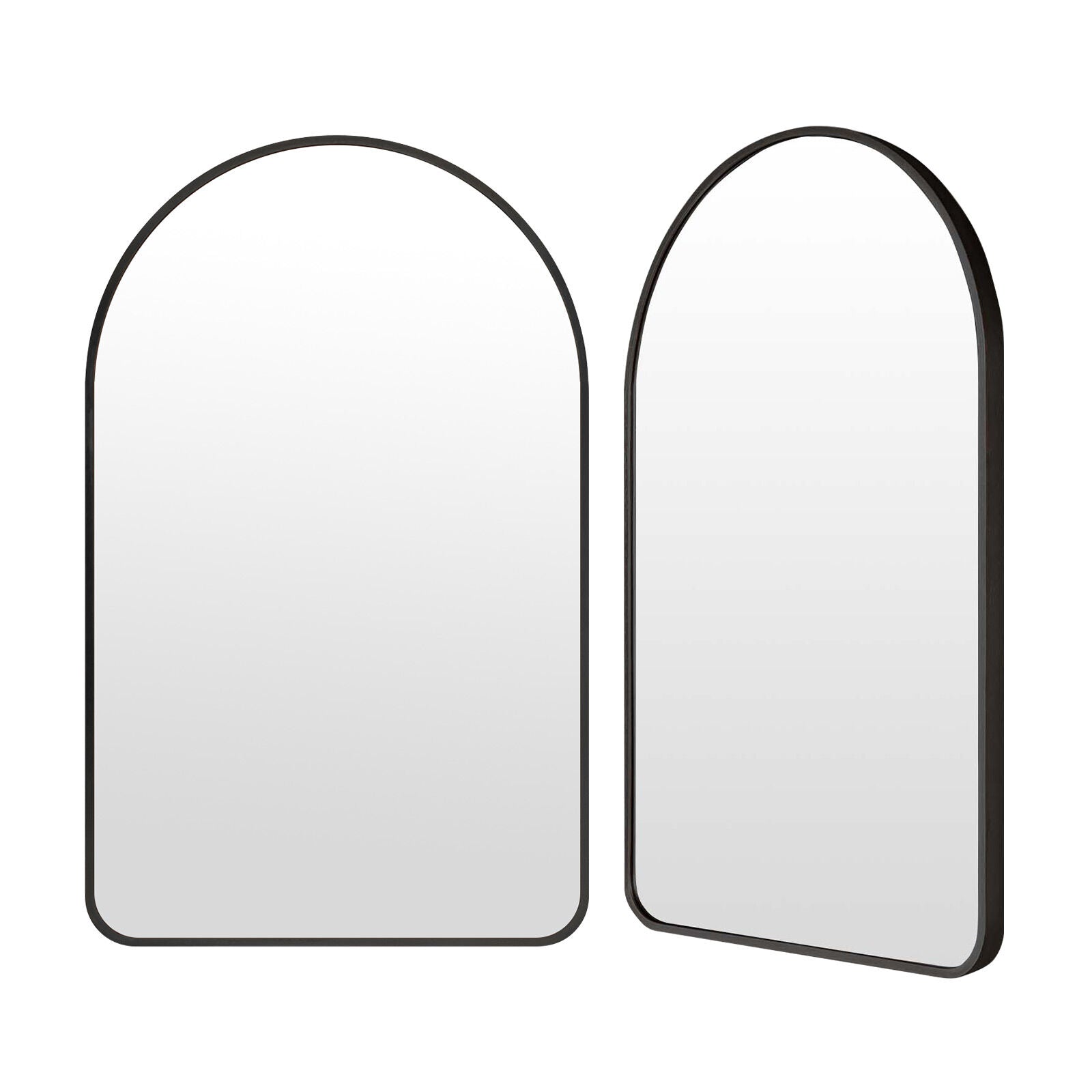 2 Set Wall Arch Mirror Arc Aluminum Frame Bathroom 50x80cm BLACK