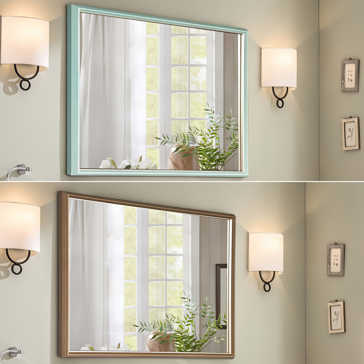 Wall Mirror Rectangular Frame Bathroom 70x90cm Turquoise