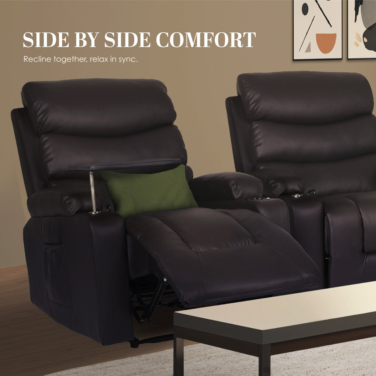 8-Point Electric Massage Recliner Chair - PU Leather Electric Lounge Sofa Armchair HARLOW BROWN