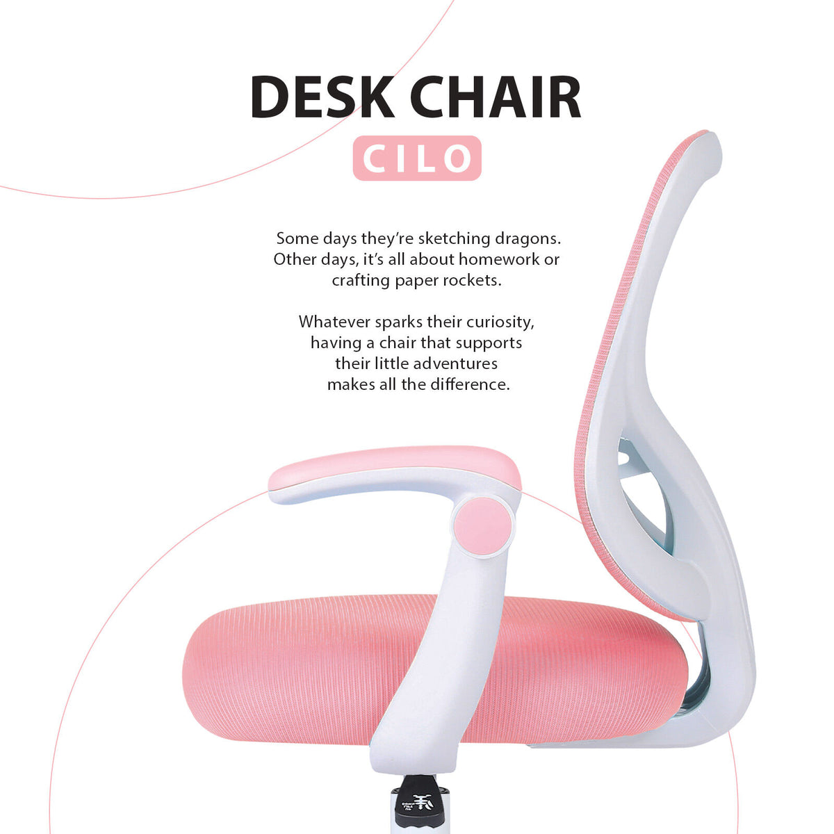 Kids Desk Chair - Children Office Study Seat with Footrest CILO - Pink