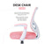 Kids Desk Chair - Children Office Study Seat with Footrest CILO - Pink
