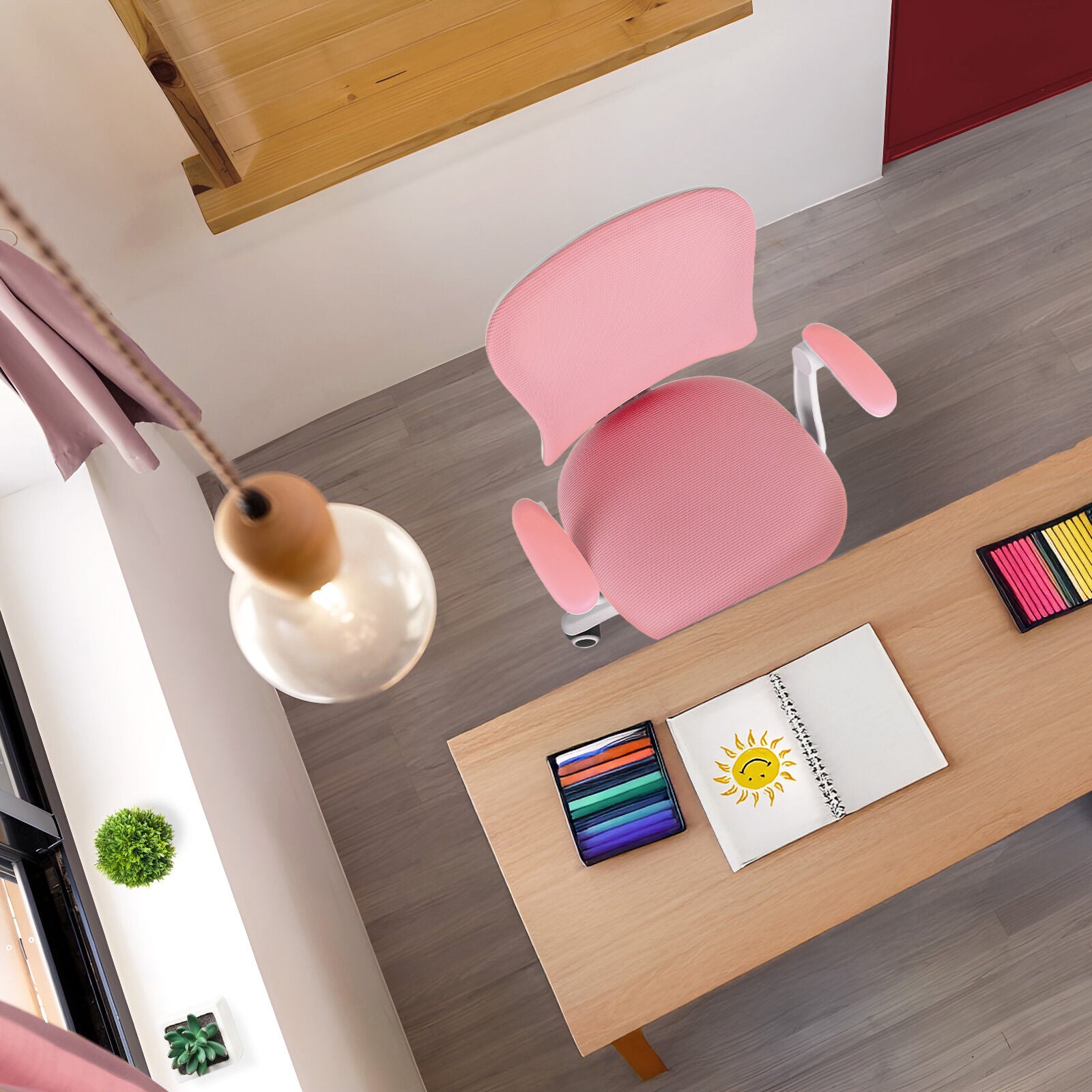 Kids Desk Chair - Children Office Study Seat with Footrest CILO - Pink