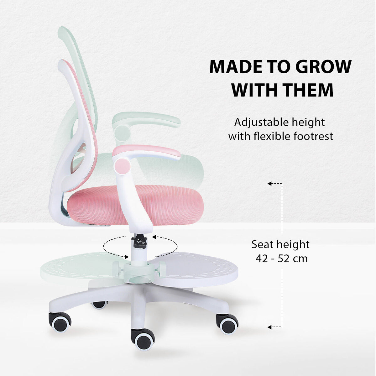 Kids Desk Chair - Children Office Study Seat with Footrest CILO - Pink