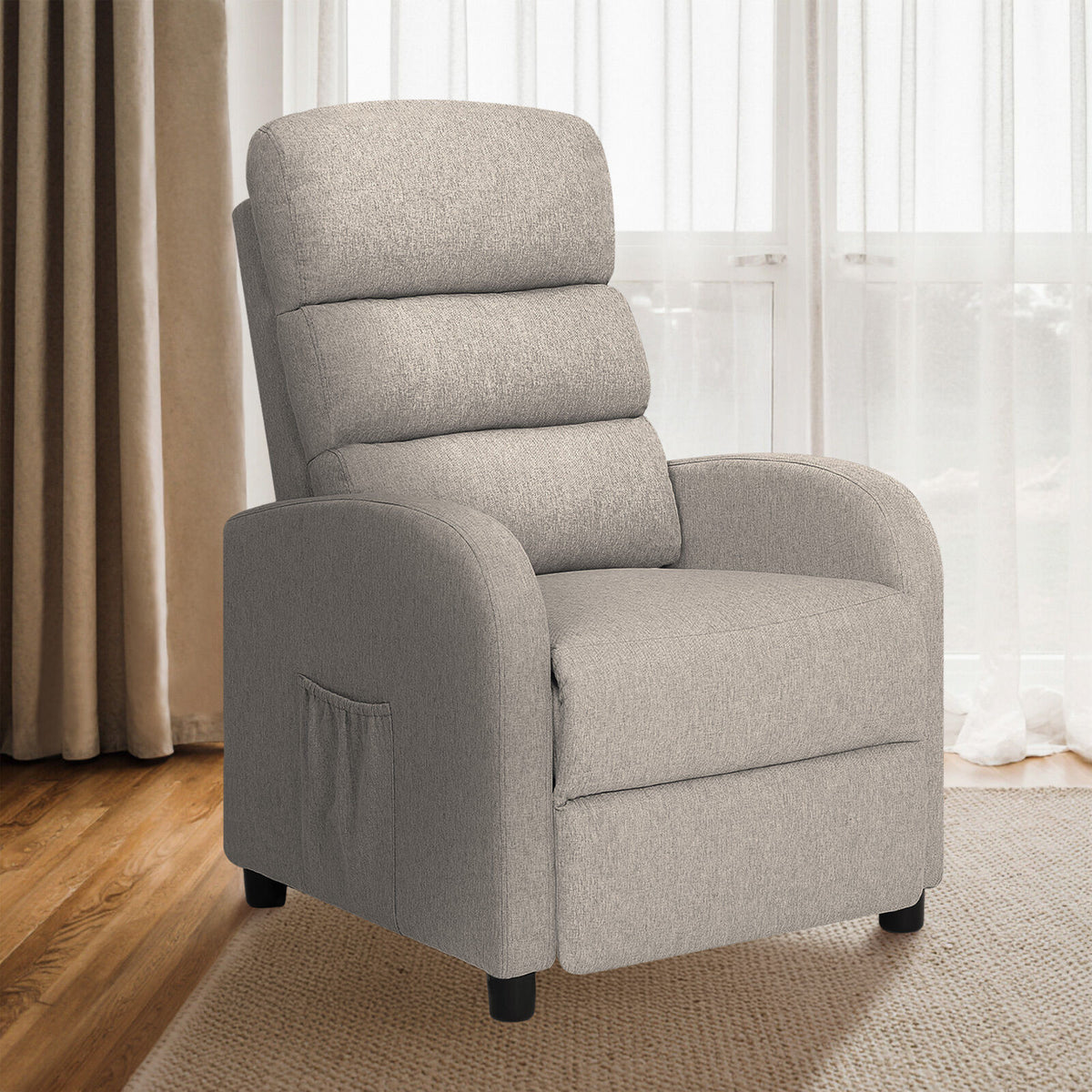 Home Recliner Chair - Linen Fabric Sofa Lounge Armchair SHILOH GREY