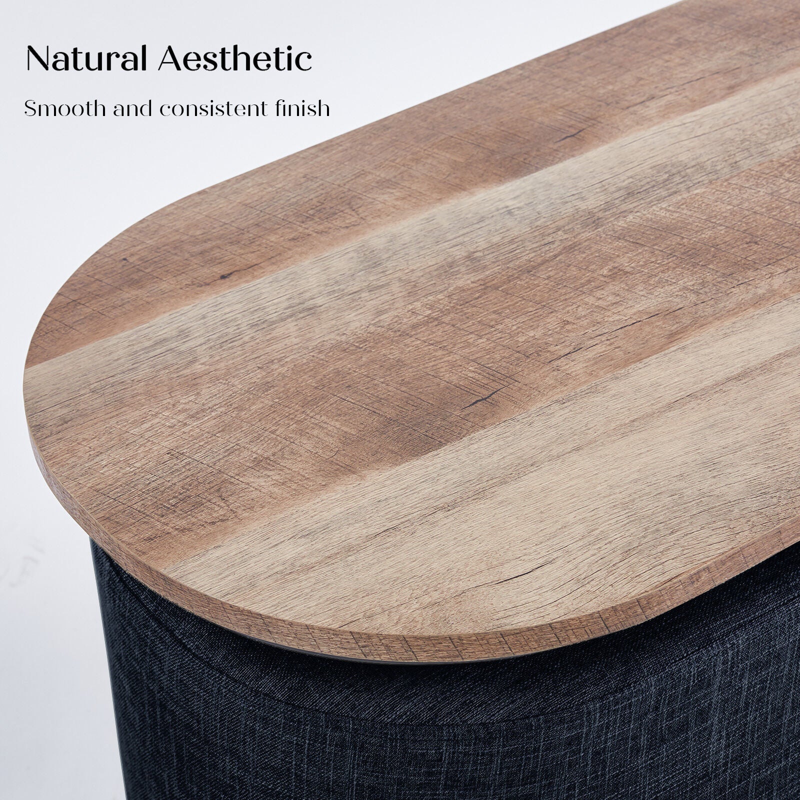 3 Piece Set Coffee Table & Ottoman Wood Side End Table Industrial - Black