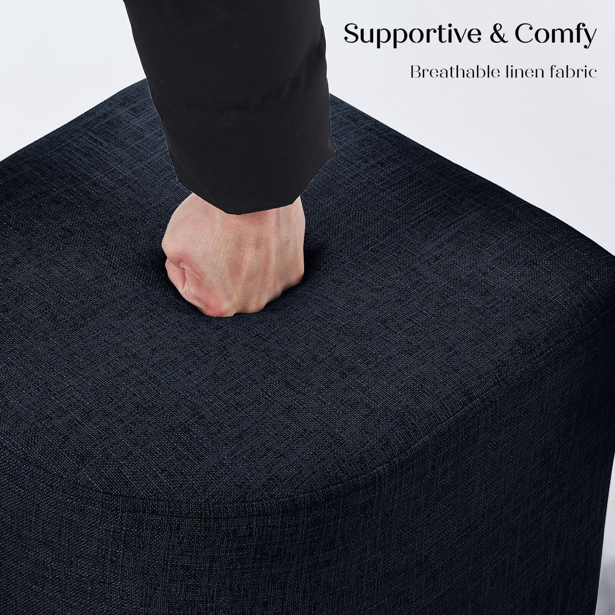 3 Piece Set Coffee Table & Ottoman Wood Side End Table Industrial - Black