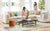 Round Stacked Ottoman Stool Teddy Fleece Fabric Foot Rest 38cm ORANGE