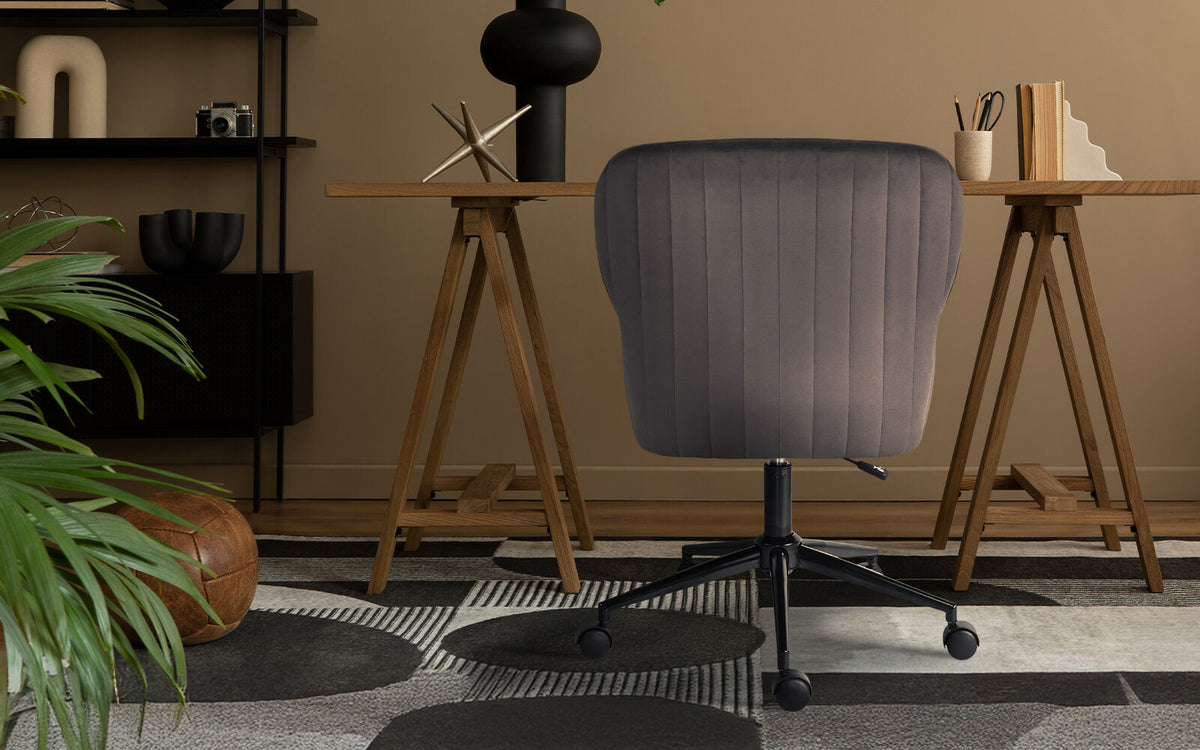 Desk Armchair - Home Office Swivel Chair Adjustable Height Seat PLUME GREY