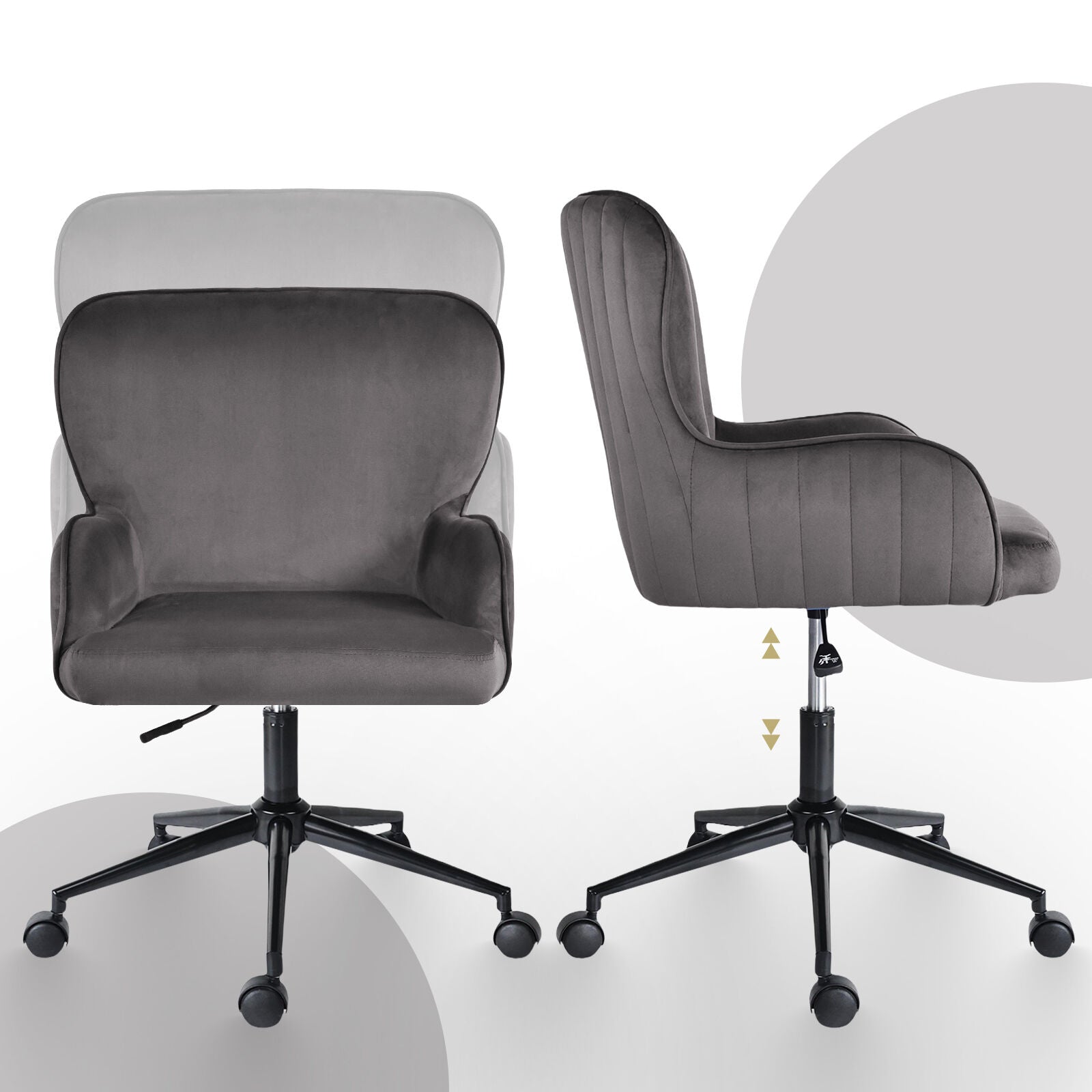 Desk Armchair - Home Office Swivel Chair Adjustable Height Seat PLUME GREY