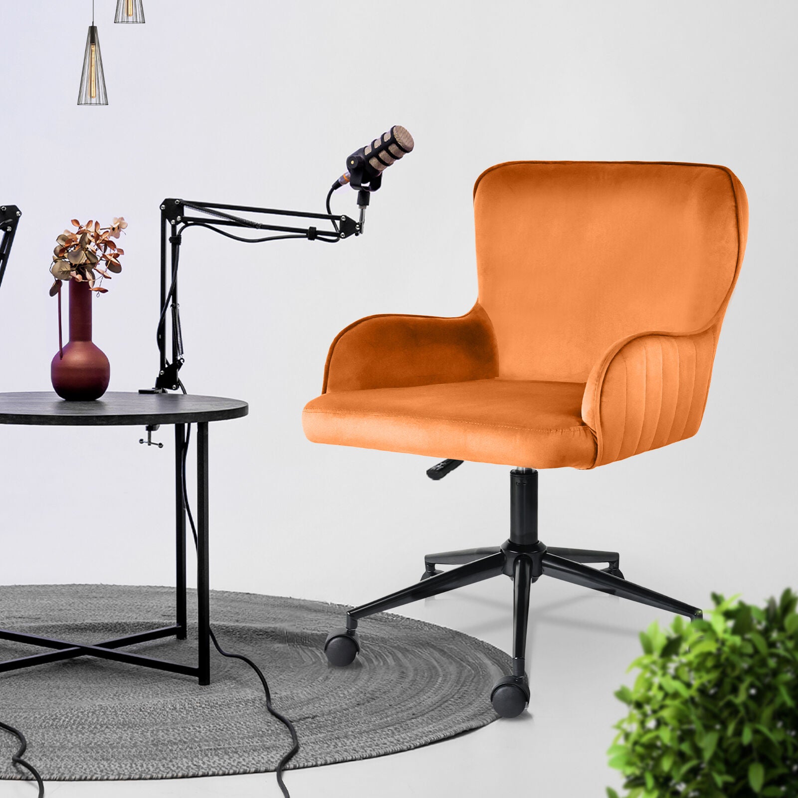 Desk Armchair - Home Office Swivel Chair Adjustable Height Seat PLUME ORANGE