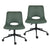 2 Set Office Desk Chair - PU Leather Home Swivel Chair Cut-Out Seat HALO GREEN